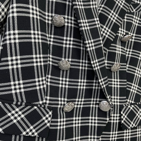 NWOT Veronica Beard Jenny Check Cotton Jacket Short Sleeve Plaid Black USA 6 - Picture 5 of 8